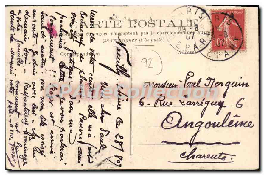 Neuilly-sur-Seine — Porte et Boulevard des Sablons — Marque « Abeille » — Reverso