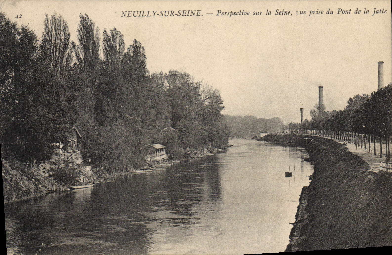 Neuilly-sur-Seine — Perspective sur la Seine, vue prise du Pont de la Jatte — éditeur inconnu, n° 42