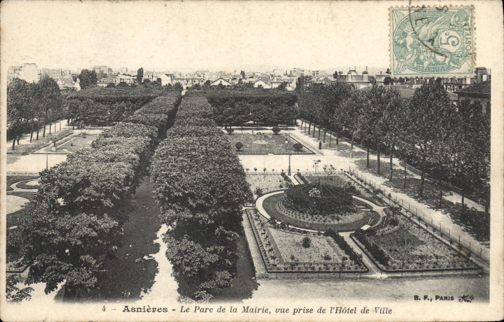 Asnières - Le Parc de la Mairie, Ansicht vom Rathaus — B. F., Paris, n°4