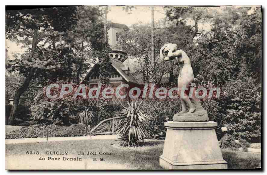 CPA Clichy un joli coin du Parc Denain