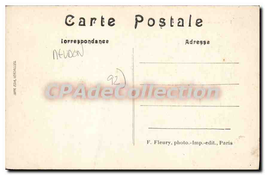 Pavillon de Bellevue — Hôpital Auxiliaire n°207 — Association des Dames Françaises — éditeur F. Fleury, Paris — Rückseite