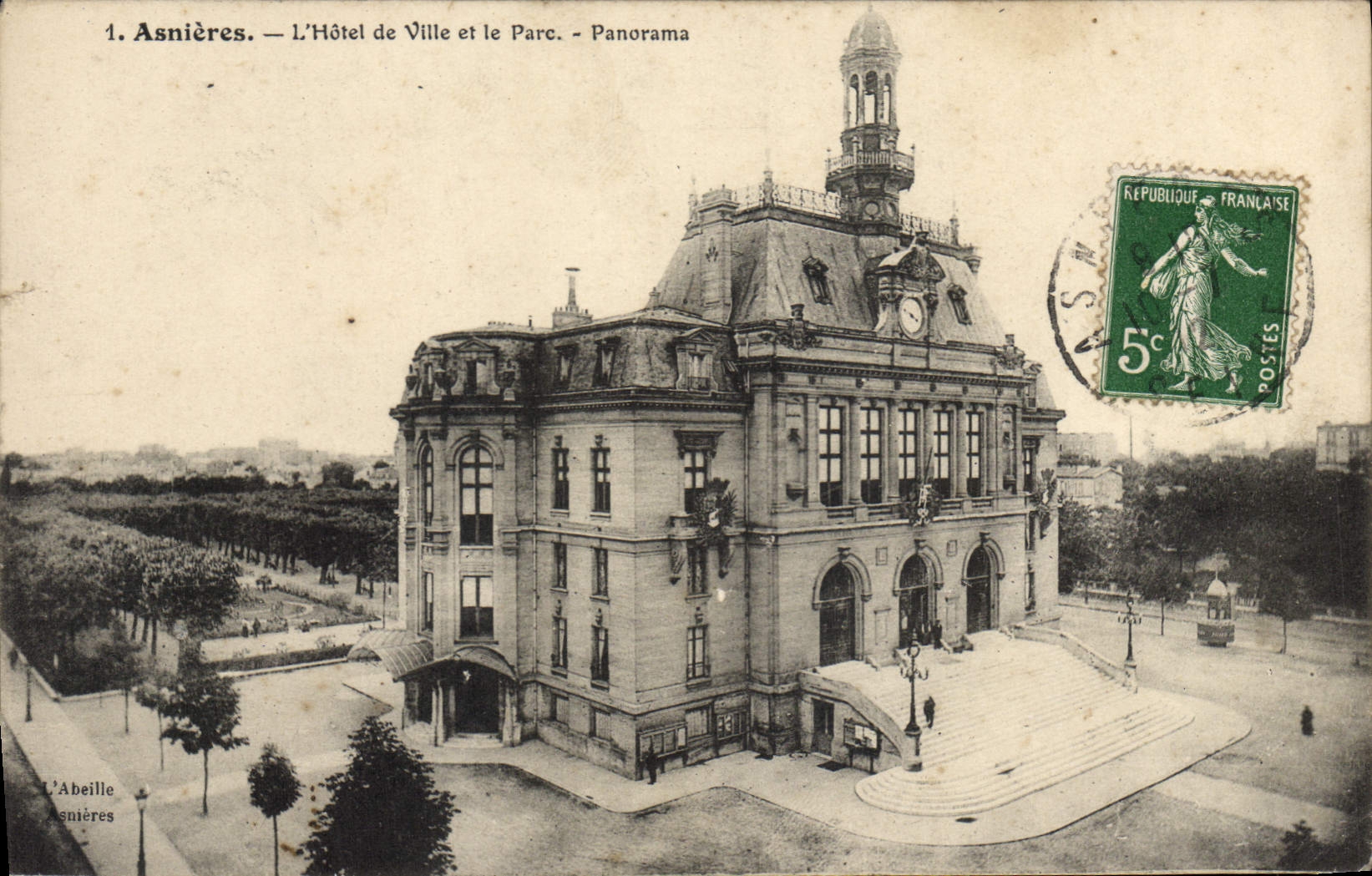 Asnières — L'Hôtel de Ville et le Parc — Panorama — L'Abeille