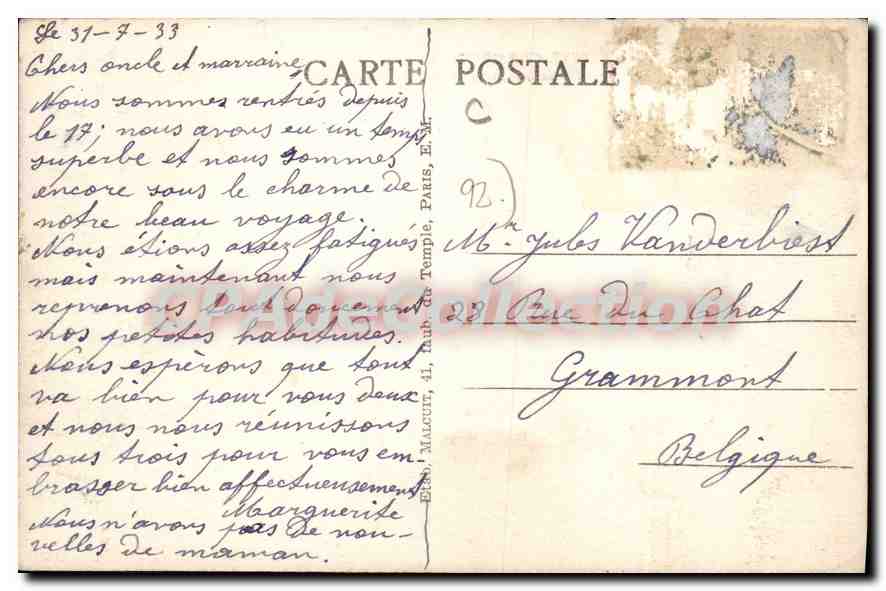 CPA Clamart La Nouvelle Eglise — Rückseite