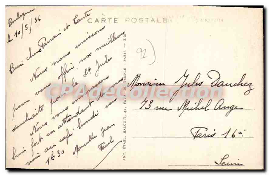 CPA Vue generale des Bords de la Seine Boulogne Billancourt Issy les Moulineaux — Rückseite