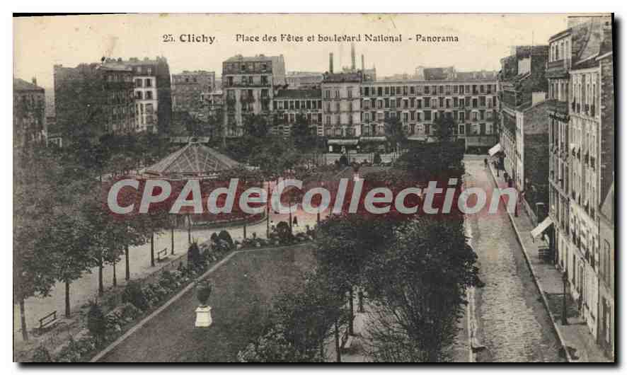 CPA Clichy Place des Fetes et boulevar National Panorama