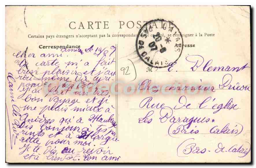Asnières — Hotel de Ville — B. F., París — Reverso