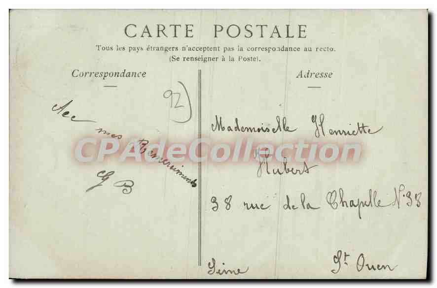 CPA Levallois Perret L'Hotel de Ville — Rückseite