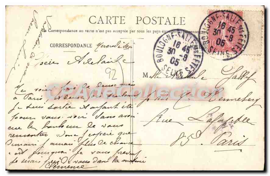 BOULOGNE-sur-SEINE — La Mairie — G. L. n° 325 — Reverso
