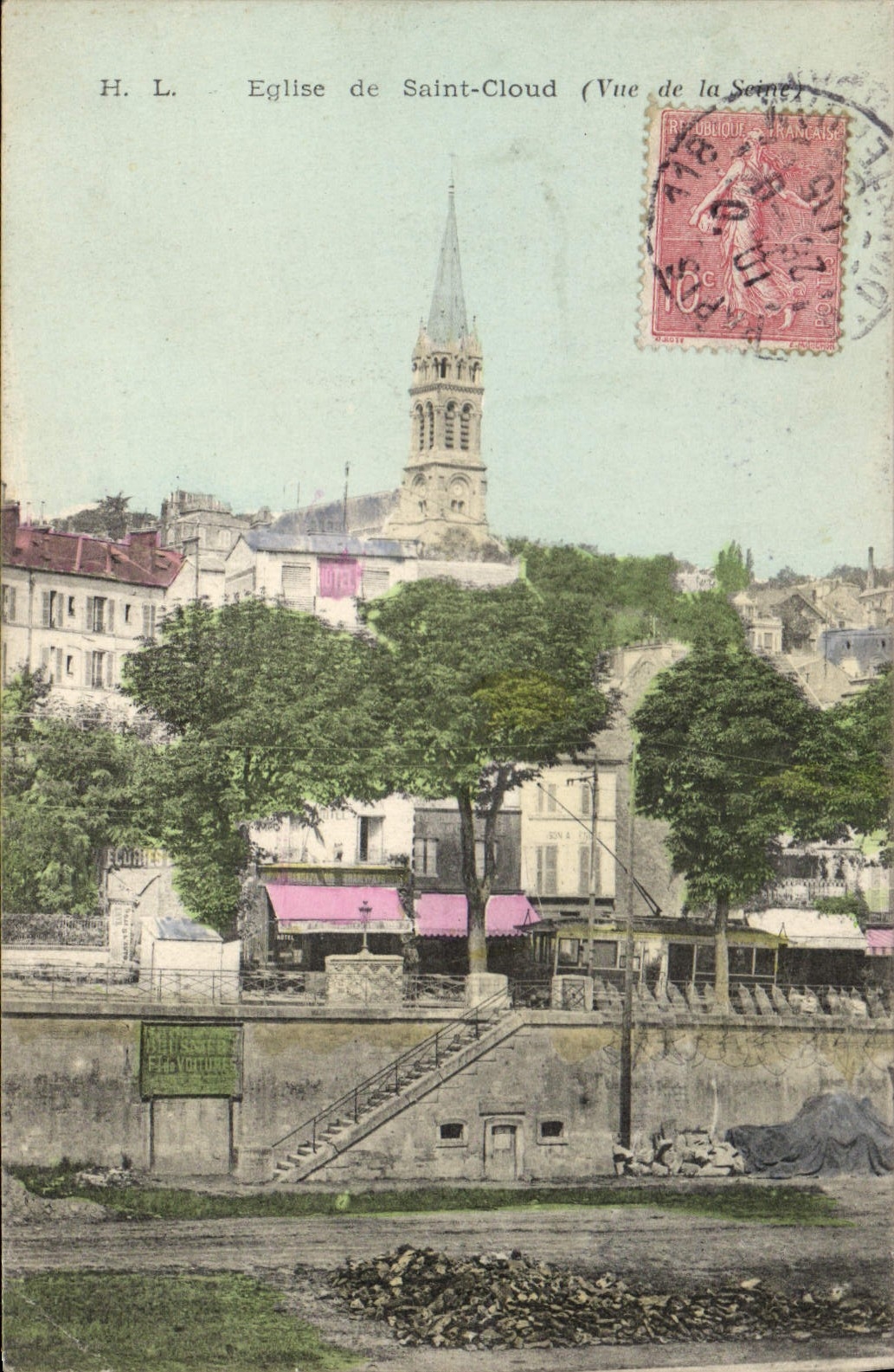 CPA Eglise de Saint Cloud (Vue de la Seine)