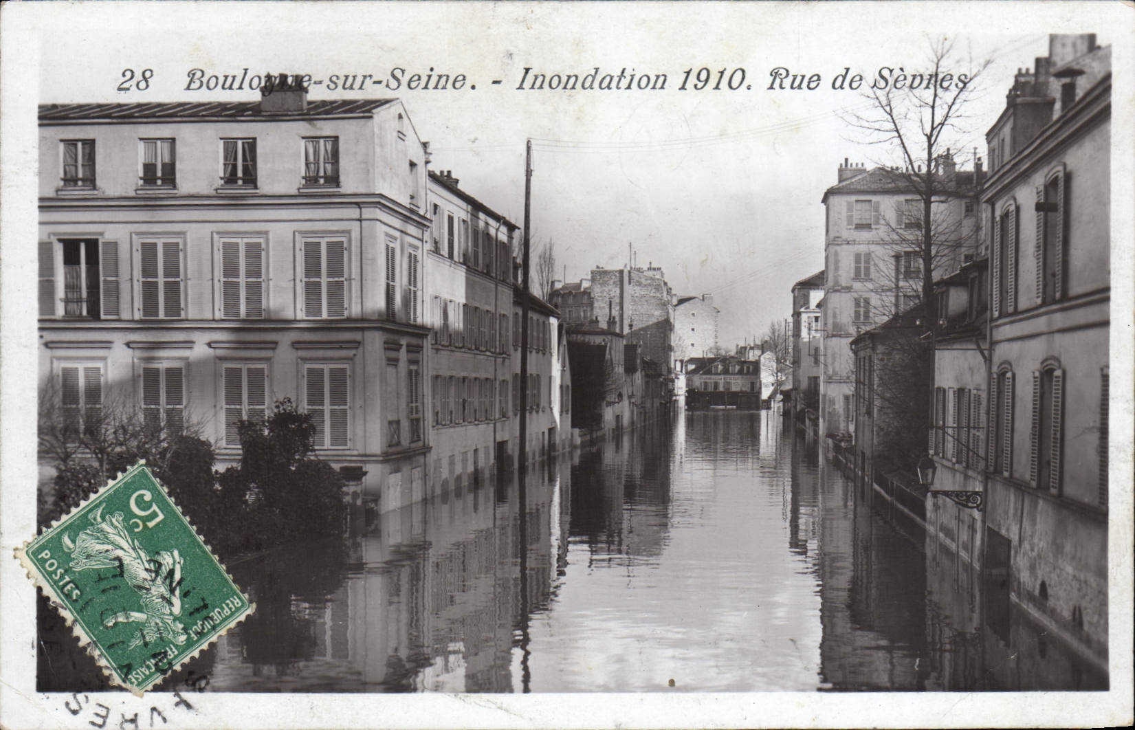 Boulogne-sur-Seine — Inondation 1910. Rue de Sèvres — Éditeur : N. Marque