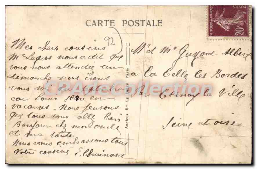 CPA Bourg la Reine Entree du Chateau de la Marquise de Trevise — Rückseite