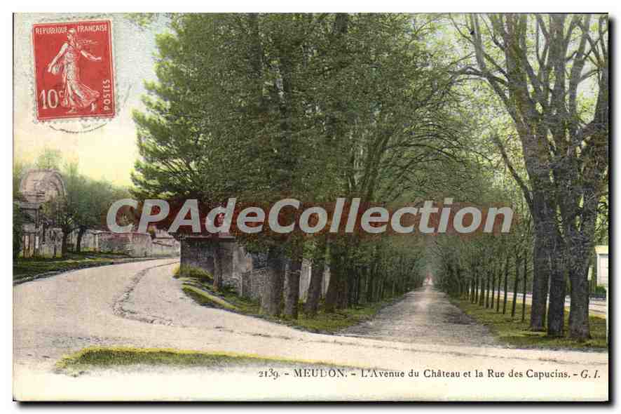 CPA Meudon L'Avenue du Chateau et la Rue des Capucins