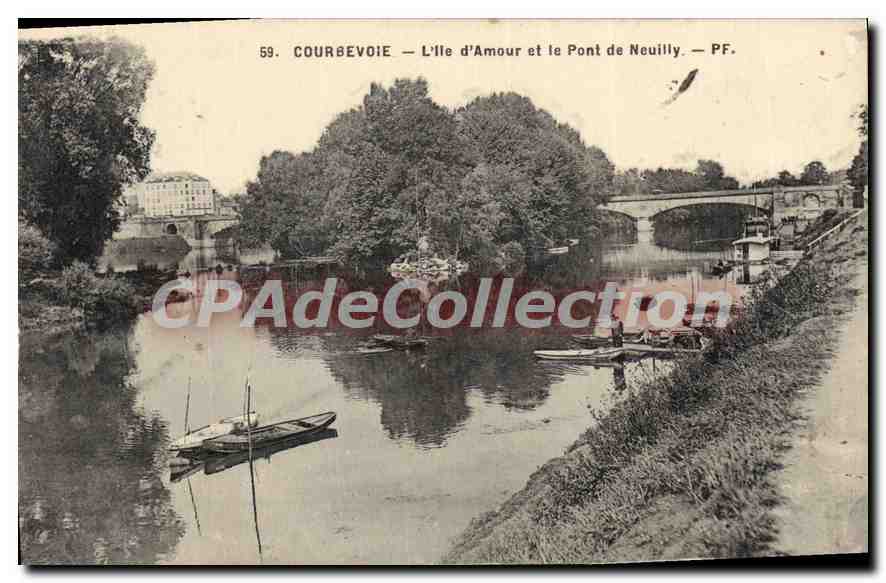 CPA Courbevoie L'ile d'Amour et le Pont de Neuilly