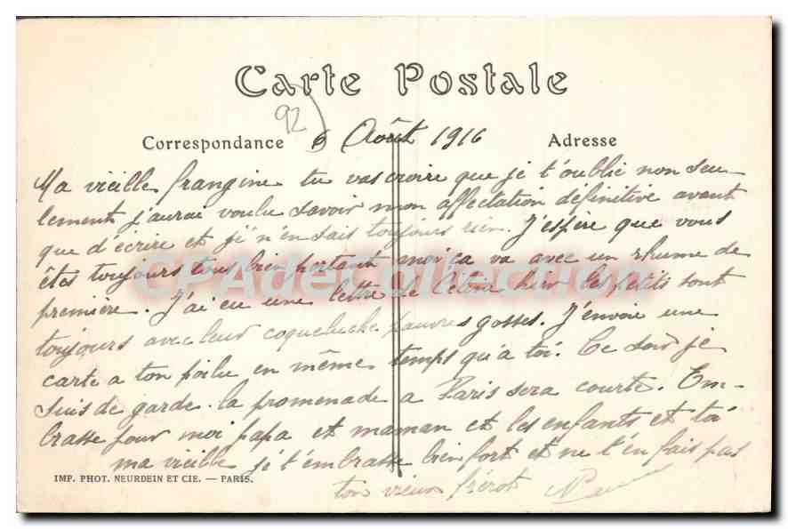 CPA Courbevoie Caserne Carras La Cour Interieure — Rückseite