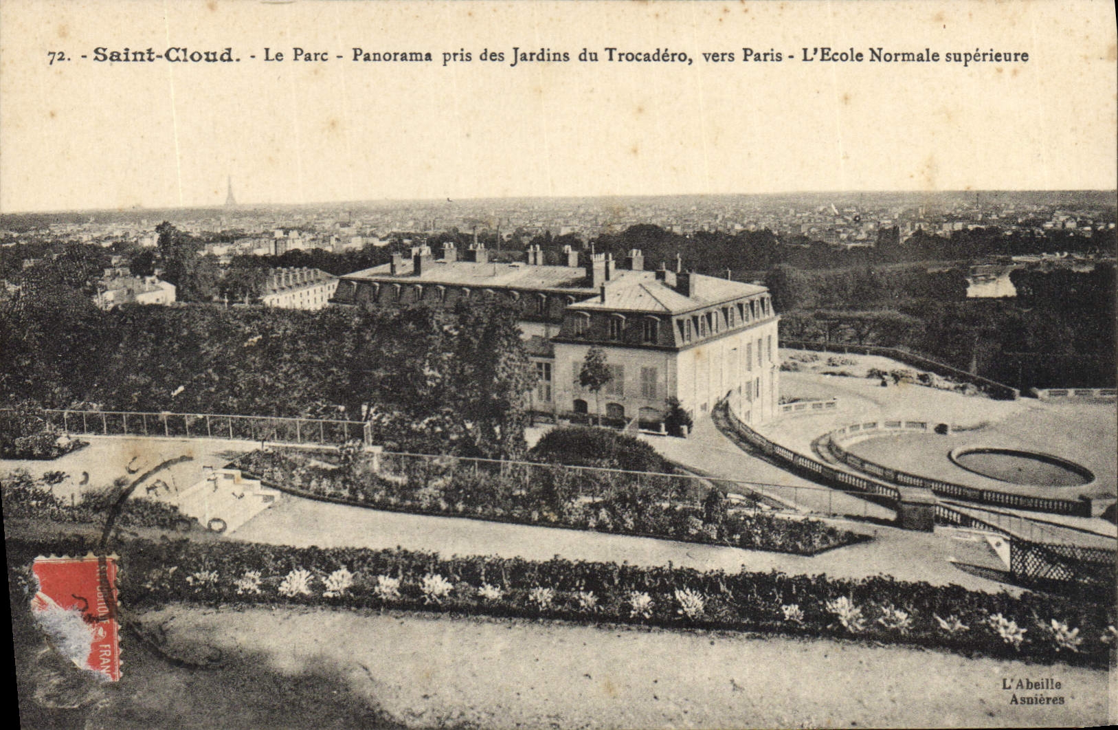 CPA Saint Cloud Le Parc Panorama pris des Jardins du Trocadero vers Paris L'Ecole Normale Superieure