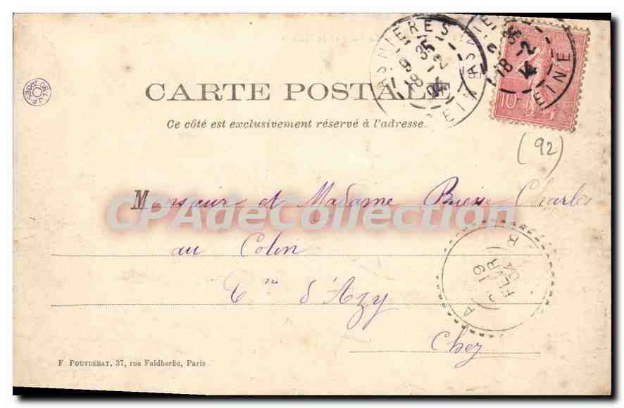 Asnières — Het Park en de Mairie — F. Pouyerhat — Achterkant