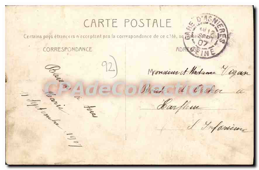 Asnières - La Place Jean-Jacques Rousseau — CPA n°102, éditée par J.USA — Reverso