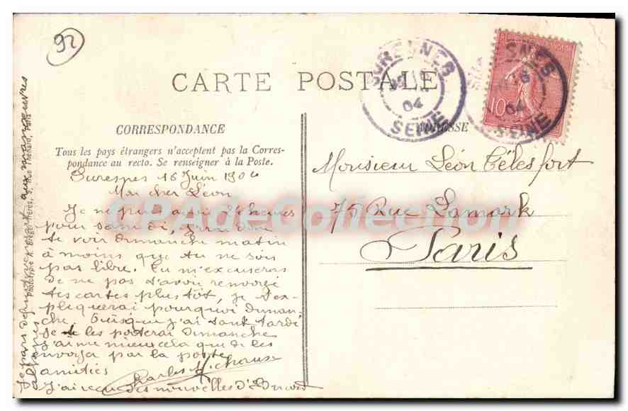 CPA Suresnes Le Mont Valerien pris de la Rue de la Liberte — Rückseite