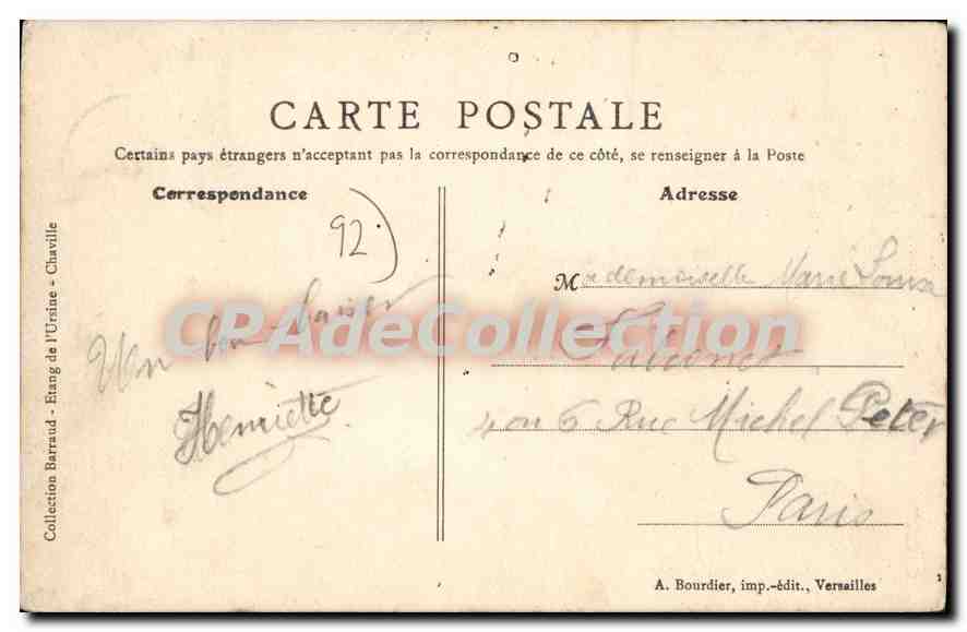CPA Foret de Meudon Chaville Riviere du Restaurant Barraud — Rückseite