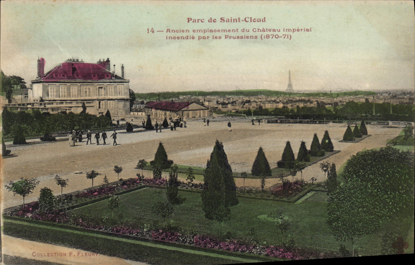 CPA Parc de Saint Cloud Ancien emplacement du Chateau imperial incendie par les Prussiens (1870 71)