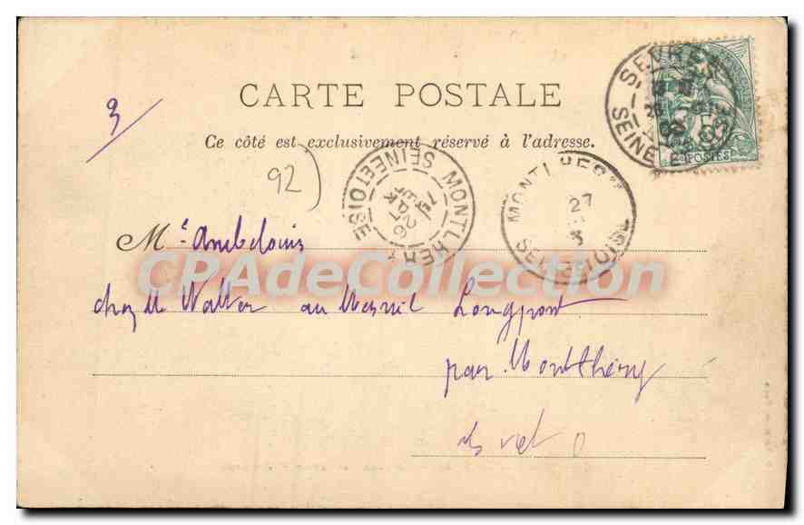 CPA Sevres La Seine Coteaux de Sevres et Bellevue — Rückseite
