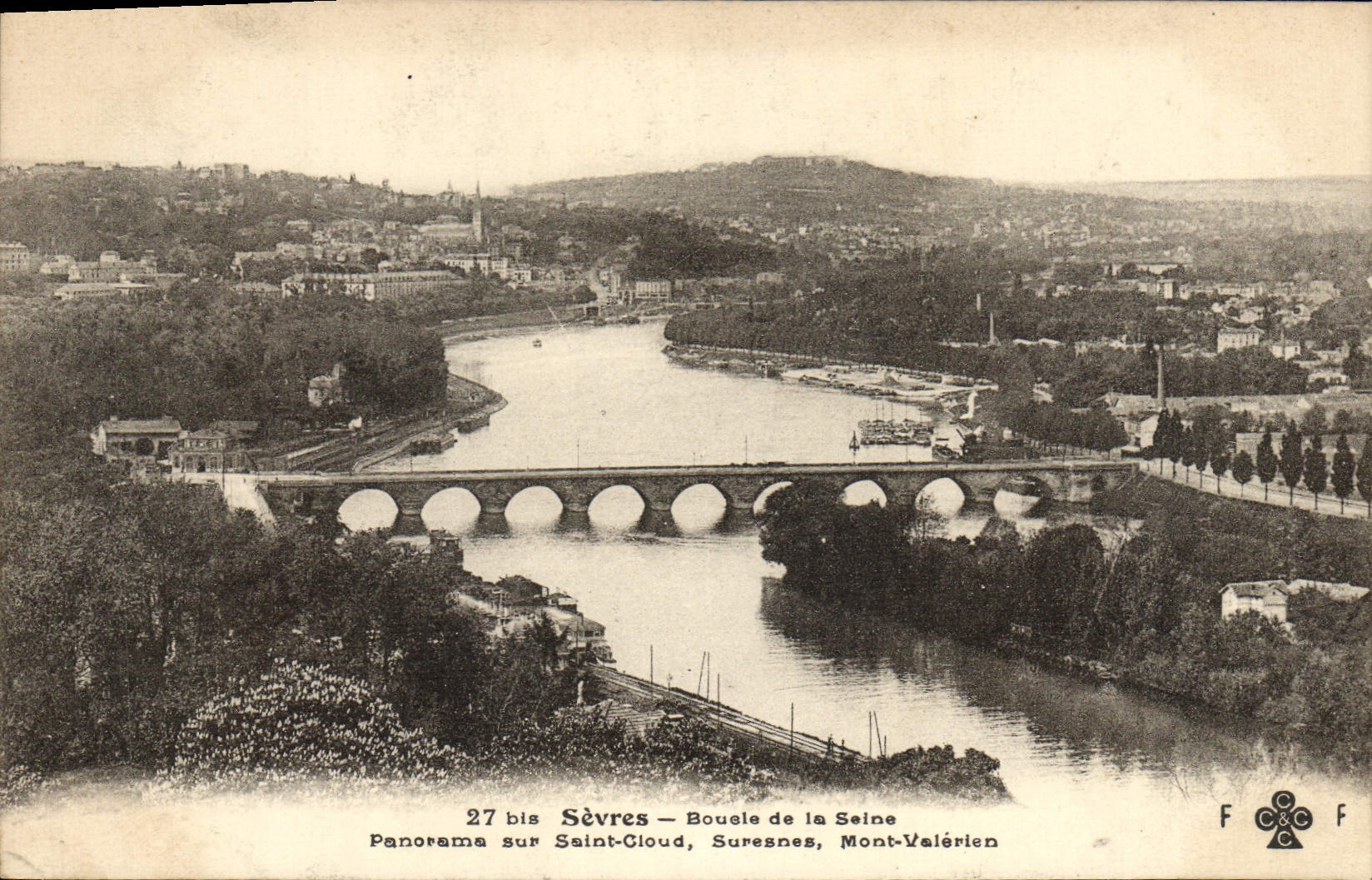Panorama sur Saint-Cloud, Suresnes, Mont-Valérien — Boucle de la Seine — Sèvres — 27 bis