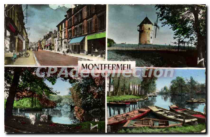 CPA Montfermeil La Grande Rue Le Moulin les moutons Les sept iles