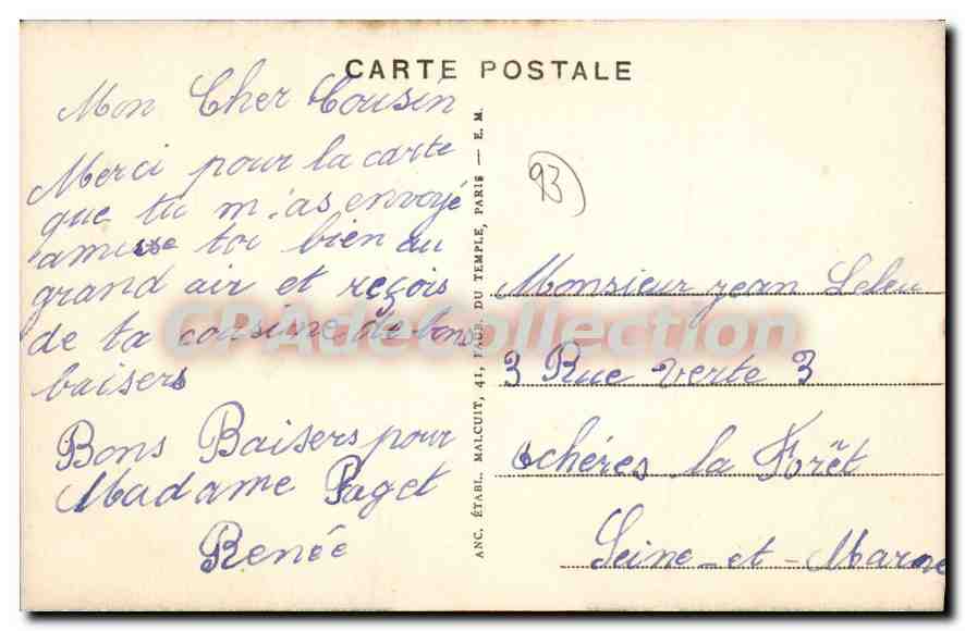 CPA Rosny sous Bois L'Eglise — Rückseite