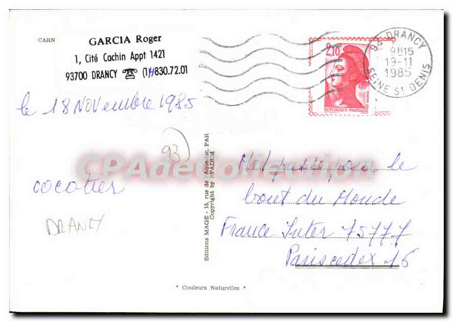 CPSM Carnaval de Drancy — Rückseite