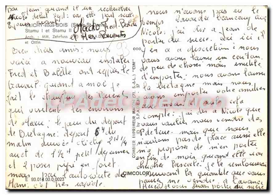 CPSM Clichy sous Bois Stamu I et Stamu II — Back