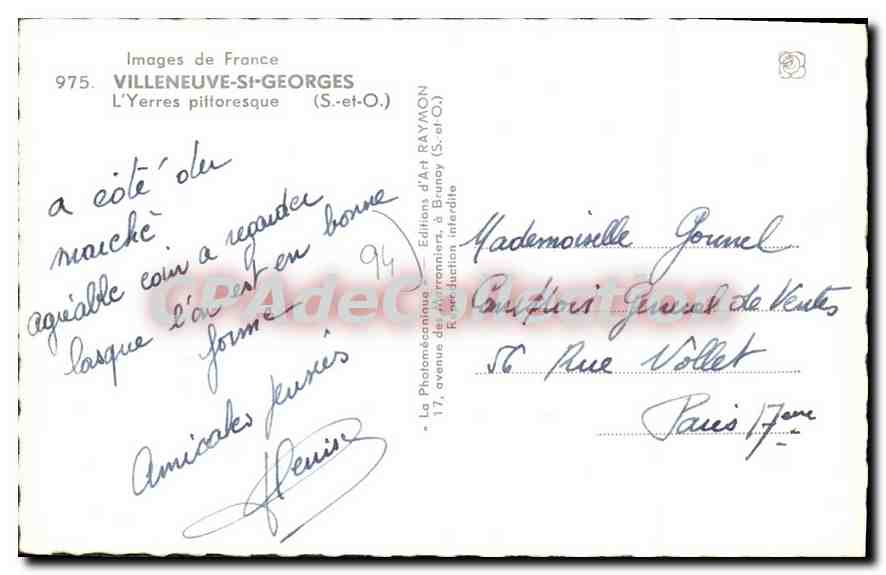 Villeneuve-Saint-Georges — The Picturesque Yerres — Art Editions RAYMON (S.-et-O.) — Back