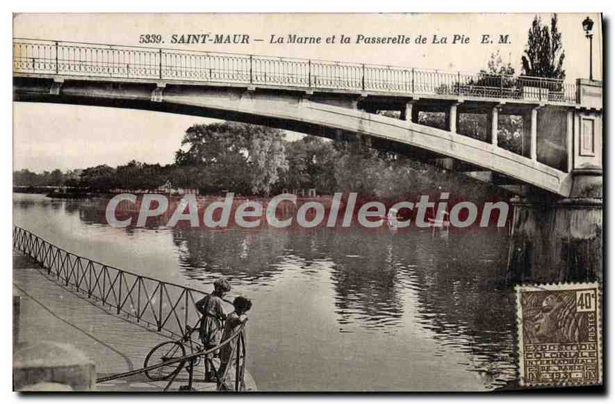 Saint-Maur — La Marne et la Passerelle de La Pie — E. M. n° 5339