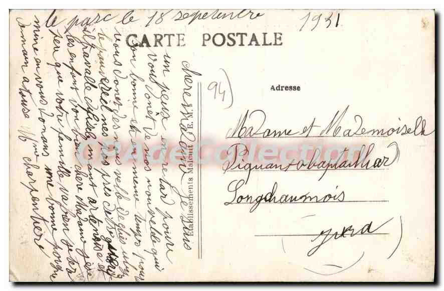 Saint-Maur — La Marne et la Passerelle de La Pie — E. M. n° 5339 — Reverso