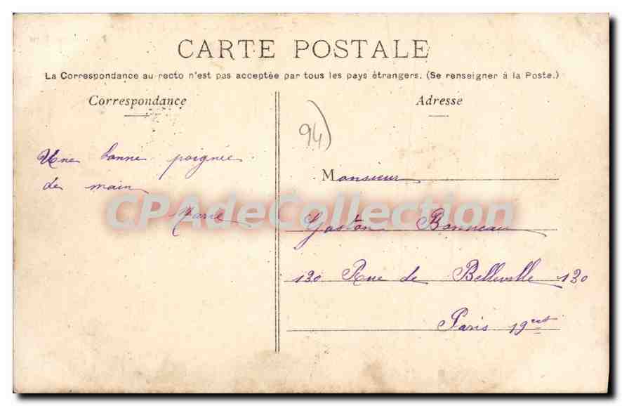 CPA Le Perreux Bords de Marne — Rückseite
