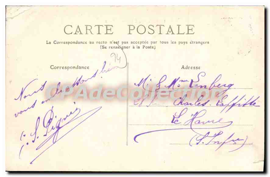 The Avenue de Chennevières — Tree-lined Avenue with Promenaders — Collection F. Fleury, no. 10 — Back