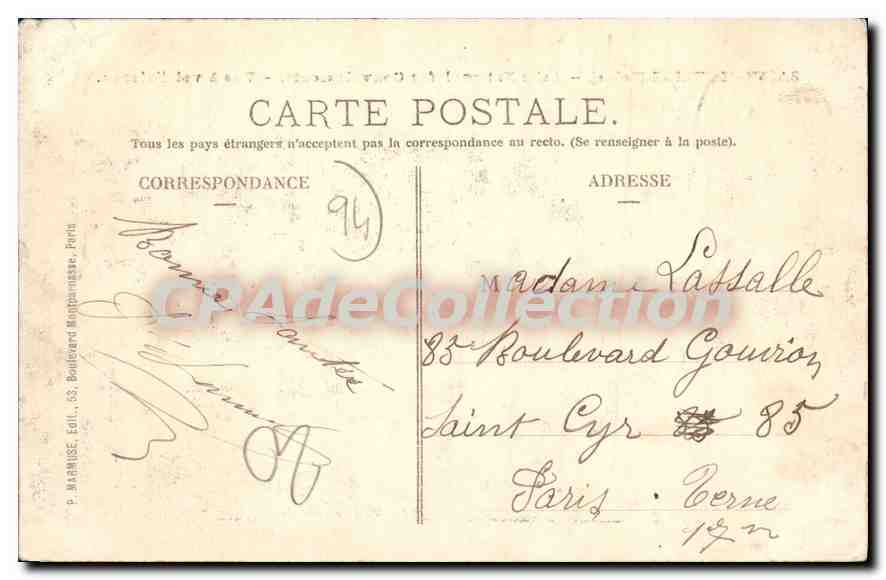 CPA Saint Maurice Asile National des Convalescents — Back