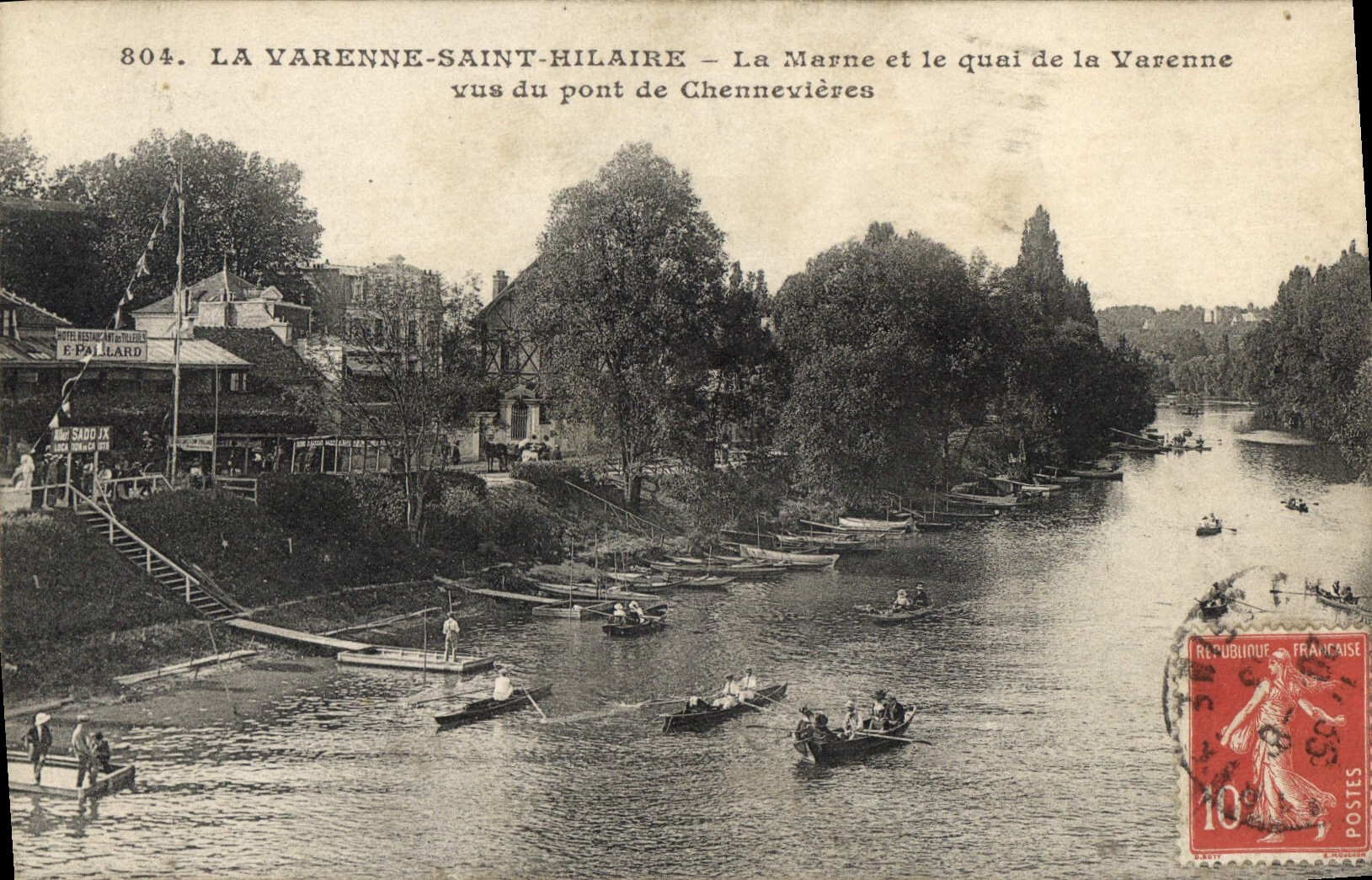 La Varenne-Saint-Hilaire — Die Marne und der Kai von La Varenne vom Chennevières-Brücke aus gesehen — E. Pallard
