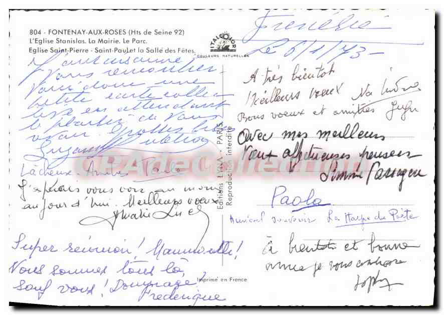 CPSM Fontenay aux Roses L'Eglise Stanislas La Mairie Le Parc — Rückseite