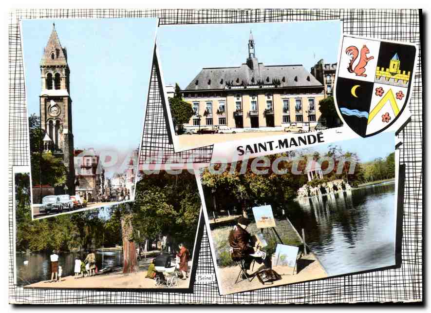 CPSM Saint Mande L'Eglise La Mairie Le Lac Daumesnil Le Lac de St Mande