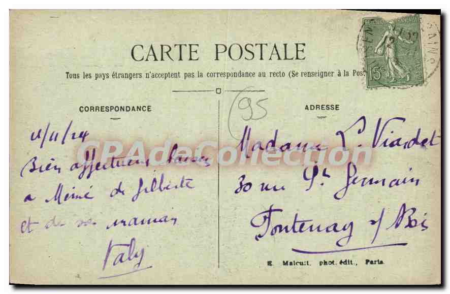 Montmorency — L'arbre de la Liberté planté sur l'empl. d'un ancien monument à J.-J. Rousseau détruit sous la Restauration — E.M. n°4373 — Rückseite