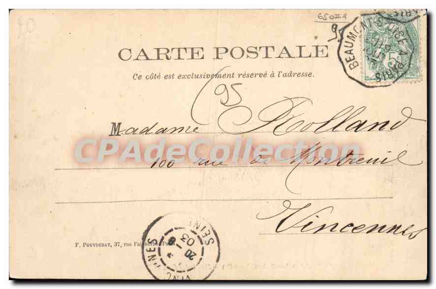 Enghien-les-Bains (S.-et-O.) — Hôtel des Quatre Pavillons — Imprimeur Jubiétte — Rückseite
