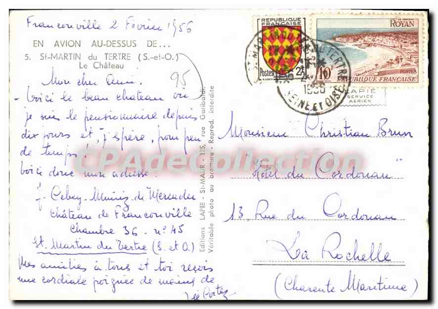 CPSM St Martin de Tertre Le Chateau — Back