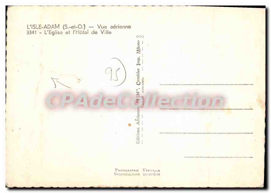 L'Isle-Adam — Vue aérienne — L'Église et l'Hôtel de Ville — Éditions Aériennes Imp. Maccon — Rückseite