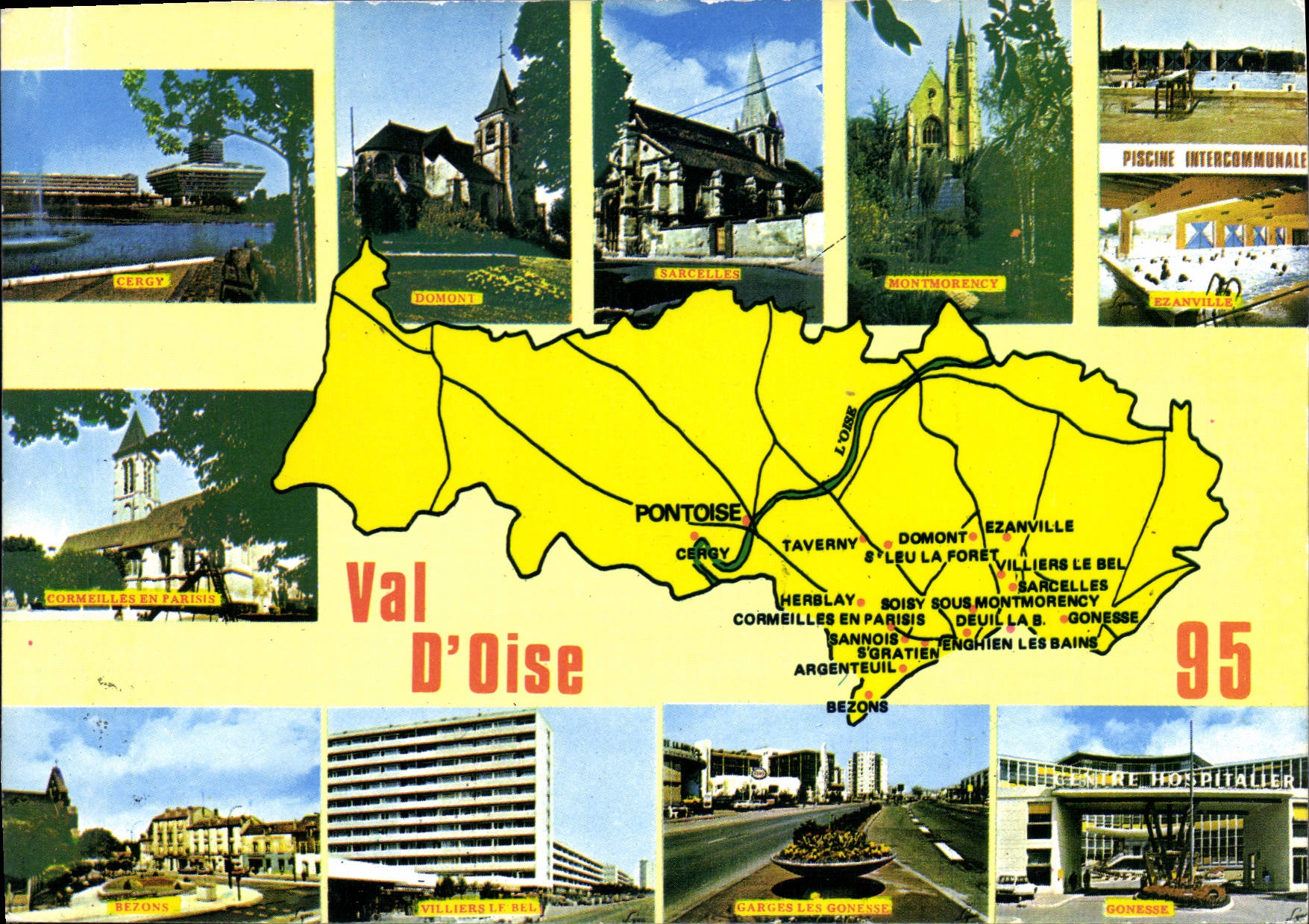 CPSM Val d'Oise Cergy Domont Sarcelles Ezanville Gonesse Bezons Garges les Gonesse Cormeilles