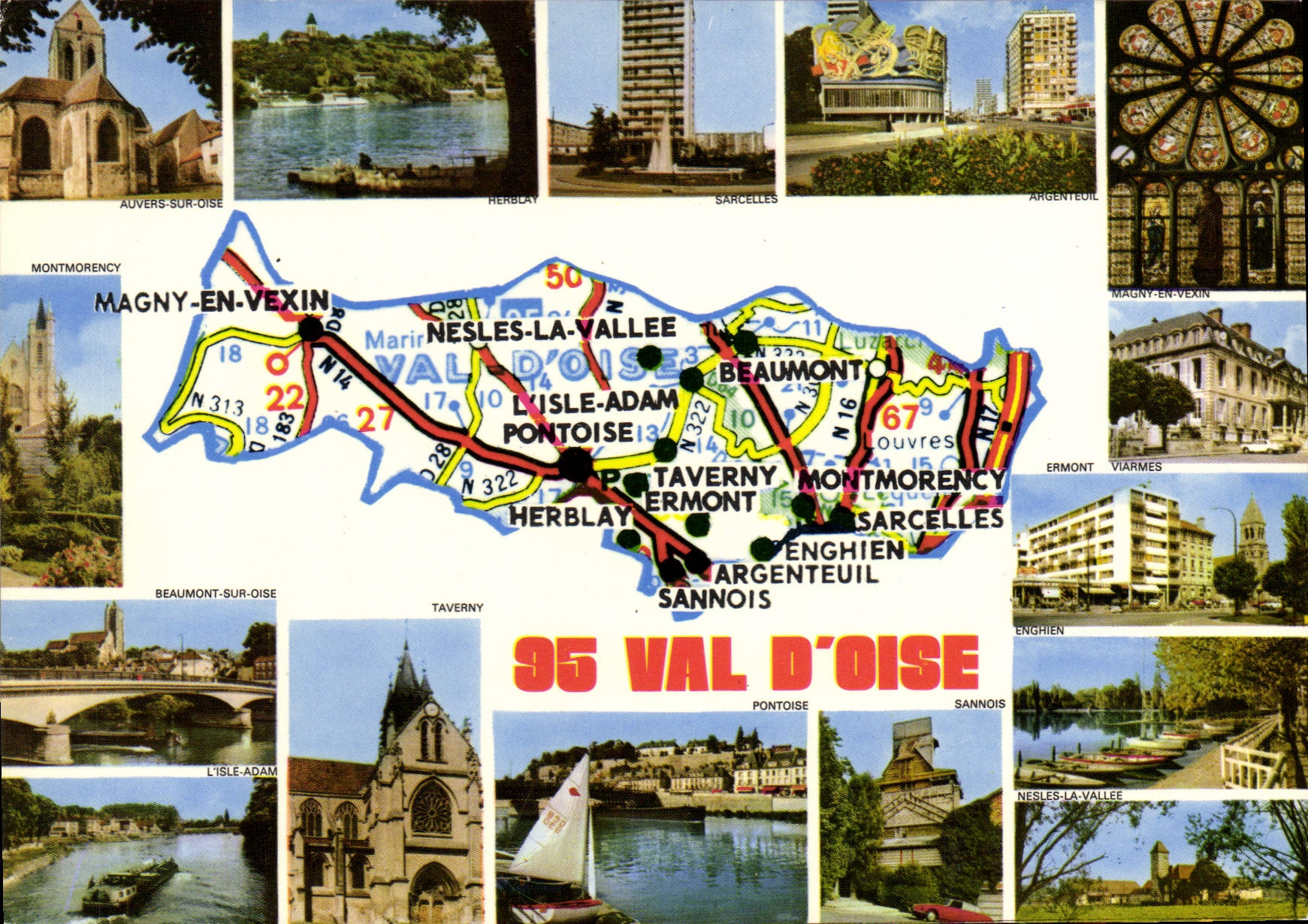 CPSM Val d'Oise Auvers sur Oise Herblay Sarcelles Viarmes Ermont Enghien Nesles la vallée Sannois Po