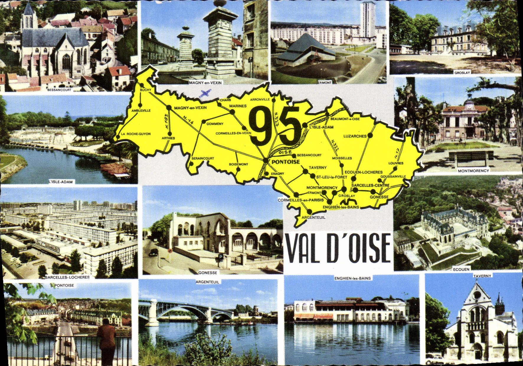 CPSM Val d'Oise Besancourt Sarcelles Locheres Pontoise Argenteuil Gonesse Magny en vexin Groslay Eco