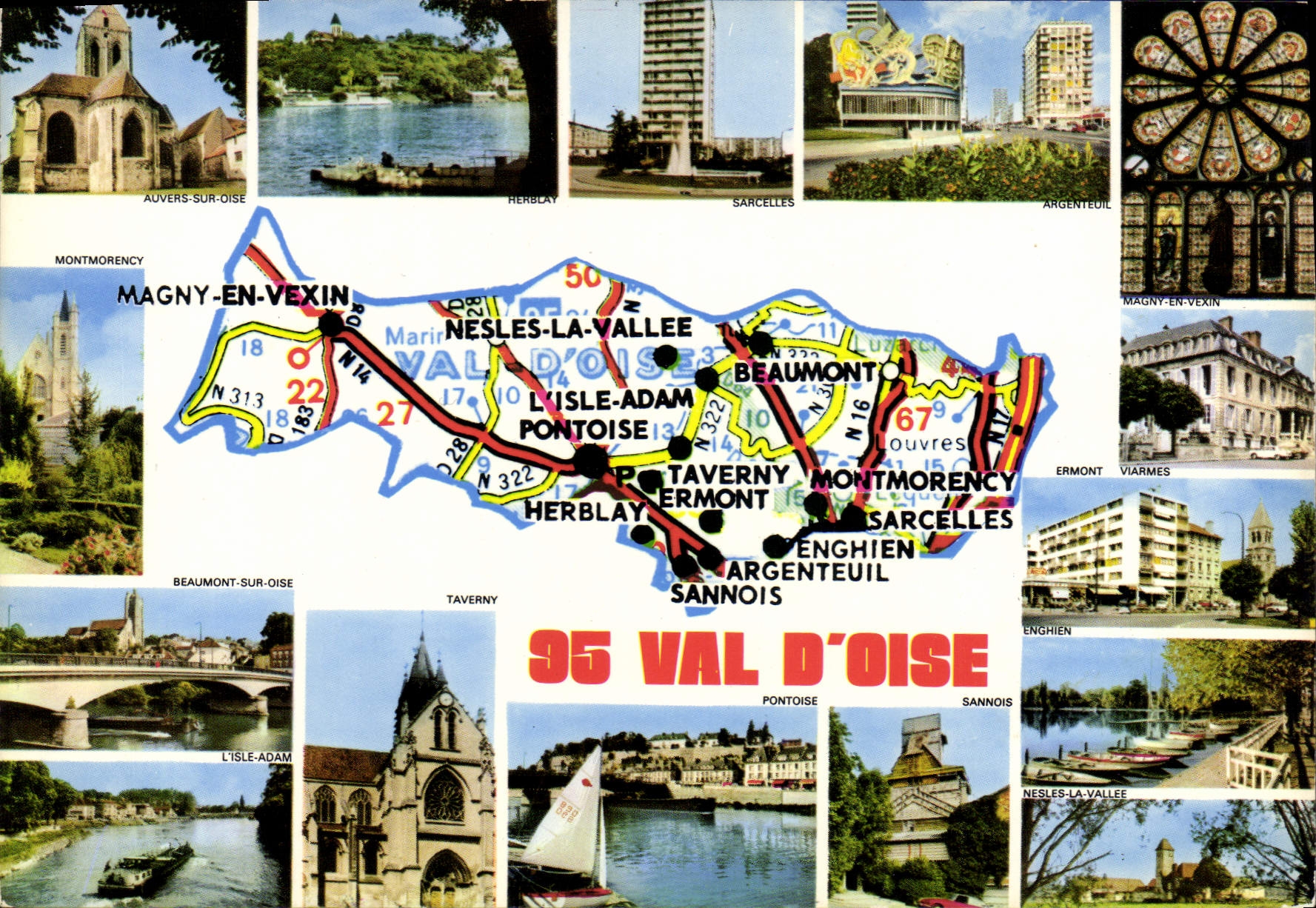 CPSM Val d'Oise Auvers Herblay Sarcelles Argenteuil Viarmes Sannois Pontoise Taverny Beaumont