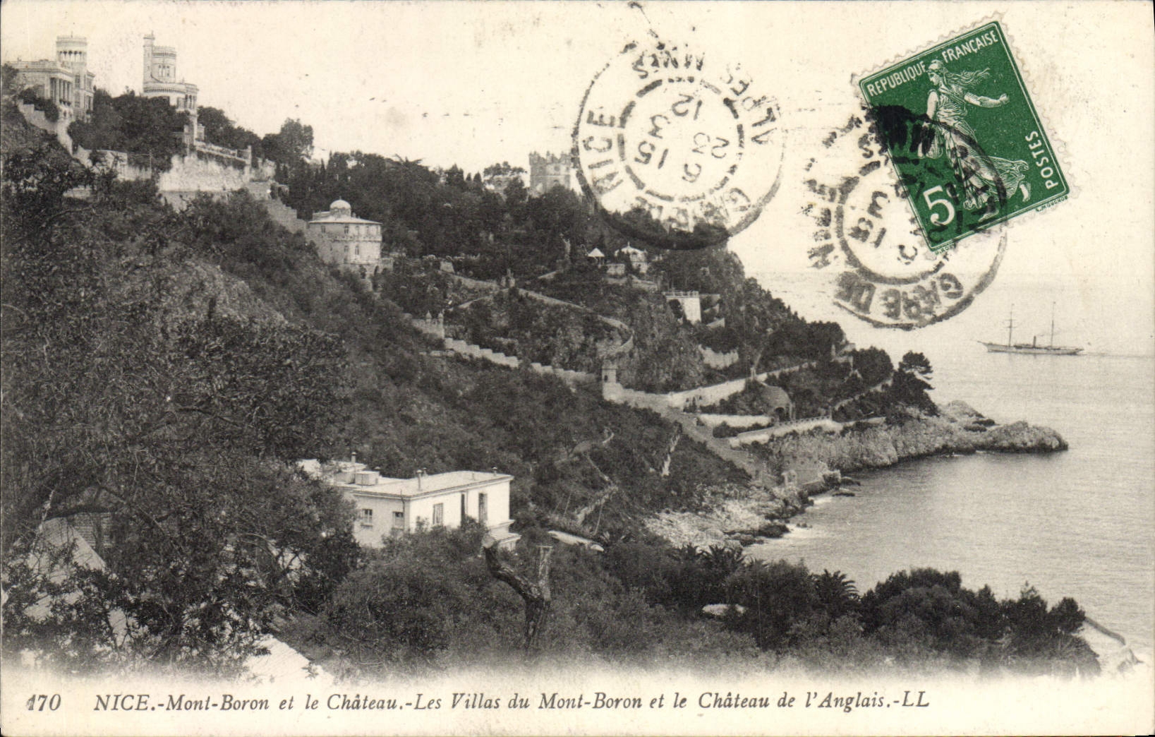 CPA Nice Mont Boron et le Chateau Les Villas du Mont Boron et le Chateau de l'Anglais
