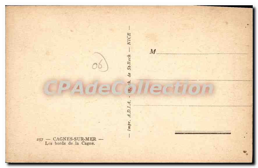 CPA Cagnes sur Mer Les bords de la Cagne — Verso