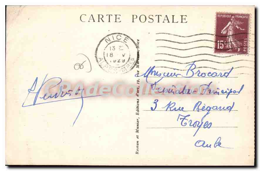CPA Nice Vue generale prise du Mont Boron — Verso
